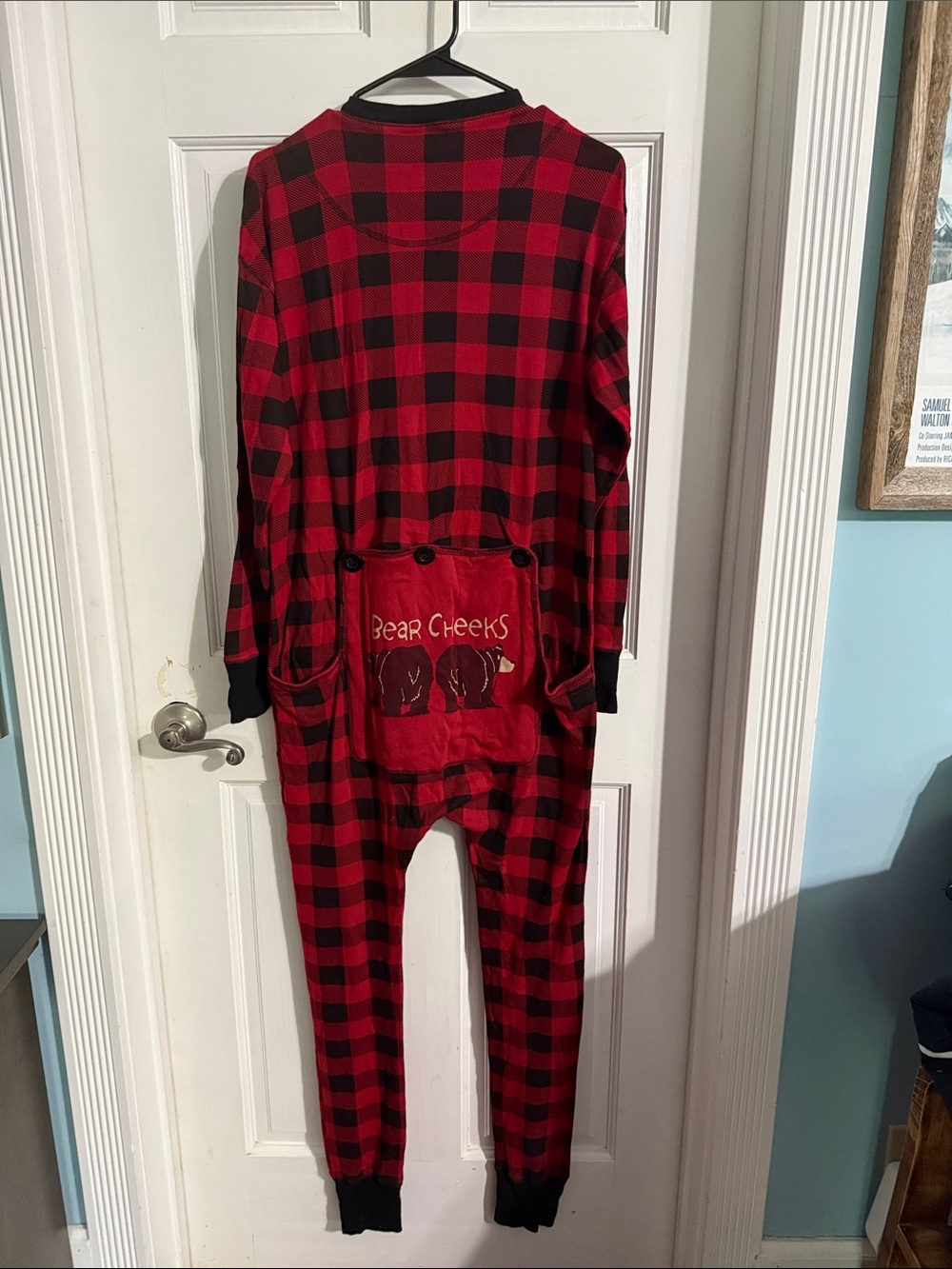 Red Buffalo Plaid Bear Cheeks Adult One-Piece Pajama